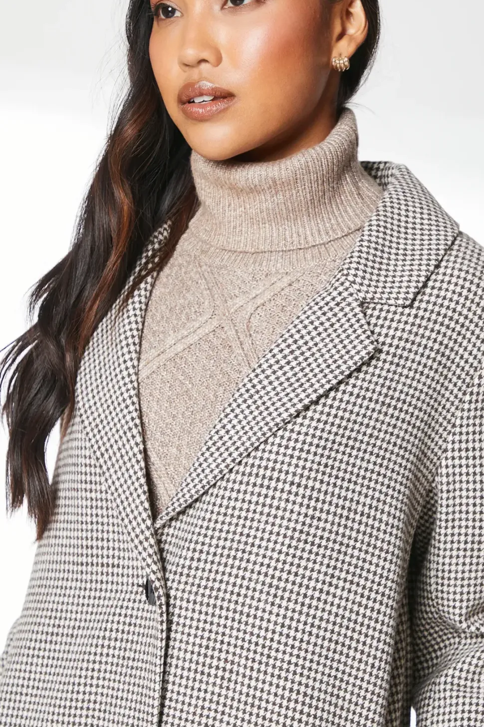 Single Breasted Check Longline Coat