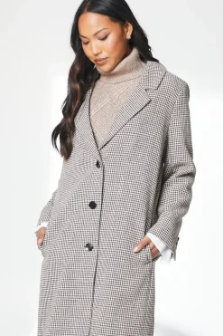 Single Breasted Check Longline Coat