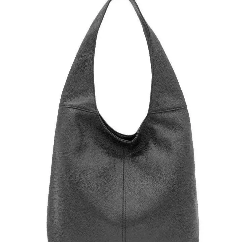 Slate Grey Soft Pebbled Leather Hobo Bag | BXBLY