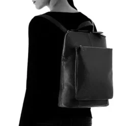 Slate Soft Pebbled Leather Pocket Backpack | BRXXA