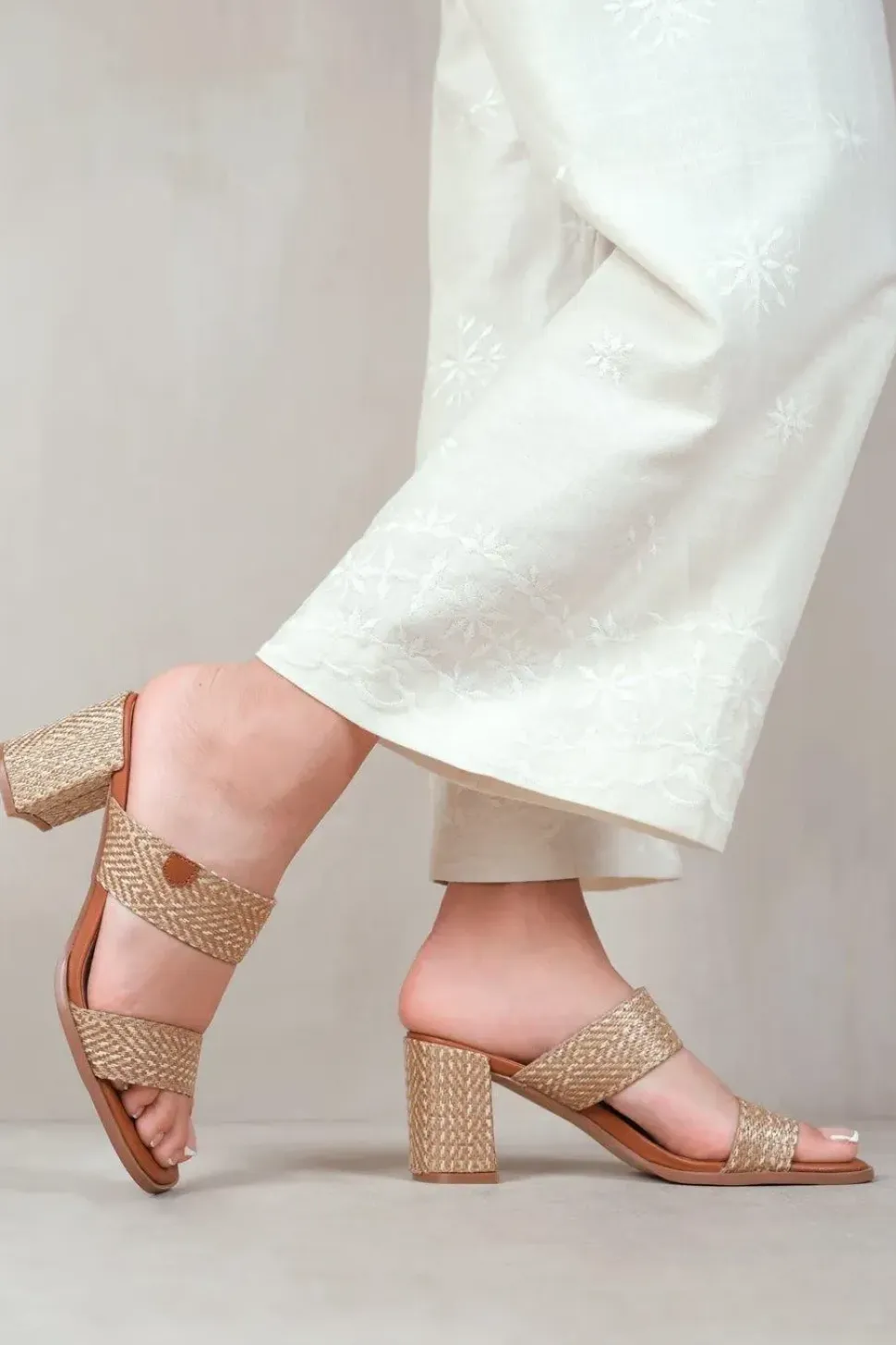 Slayed' Statement Platform Strappy Block High Heels