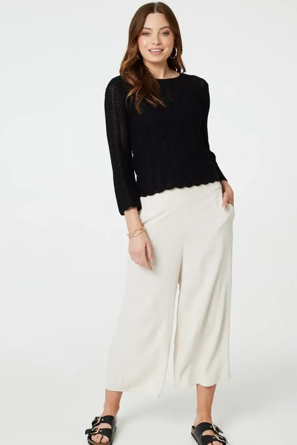 3/4 Sleeve Crochet Knit Jumper
