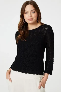 3/4 Sleeve Crochet Knit Jumper