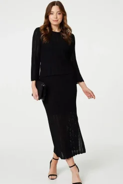 3/4 Sleeve Crochet Knit Jumper