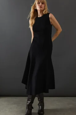 Sleeveless Asymmetric Hem Knitted Dress