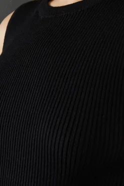 Sleeveless Asymmetric Hem Knitted Dress