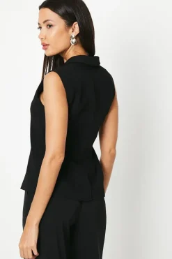 Sleeveless Collar Detail Blazer