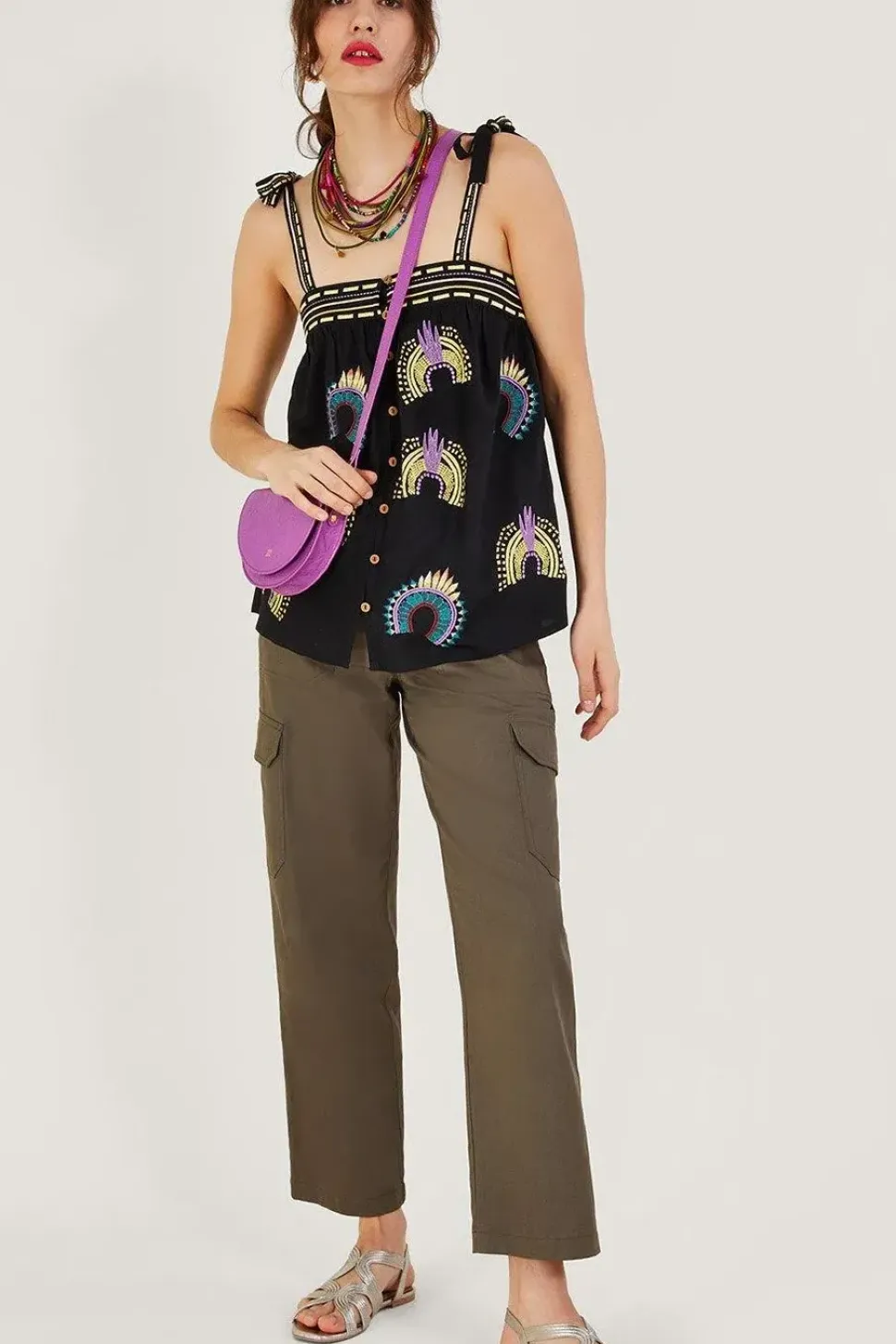 Sleeveless Embroidered Top