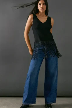 Sleeveless Fringed Vest