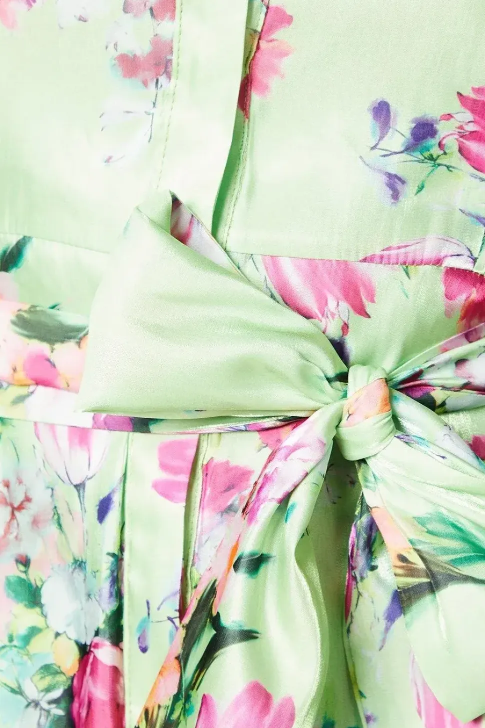 Sleeveless Glossy Organza Shirt Dress In Print