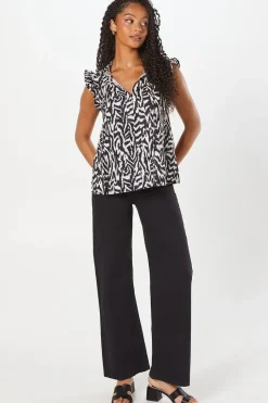 Sleeveless Keyhole Ruffle Blouse