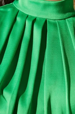 Sleeveless Ruffle Pleat Satin Back Crepe Dress