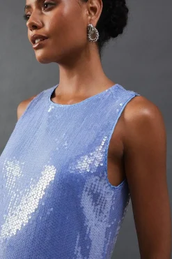 Sleeveless Sequin Midi Column Dress