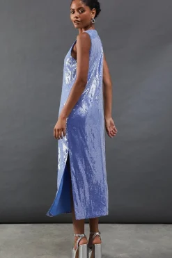 Sleeveless Sequin Midi Column Dress