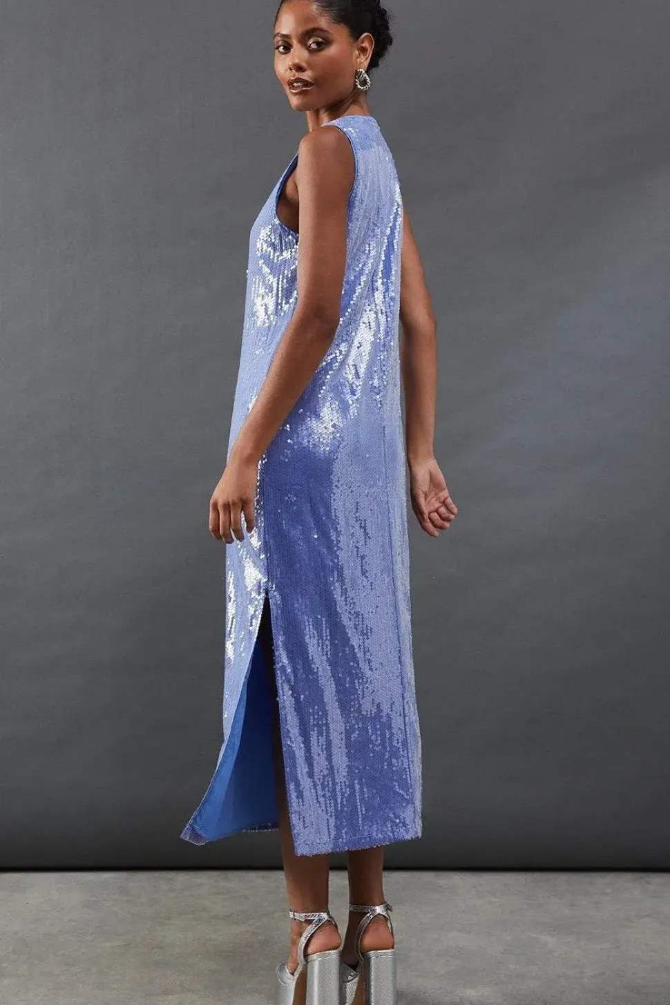 Sleeveless Sequin Midi Column Dress