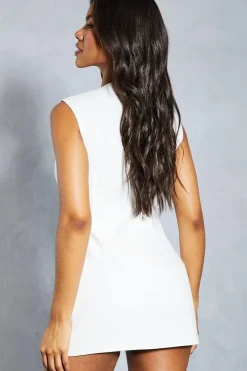 Sleeveless Tailored Waistcoat Style Mini Dress