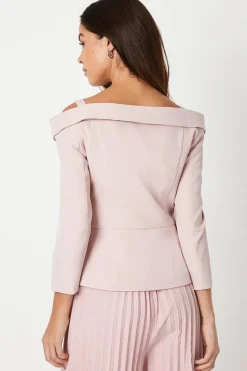 3/4 Sleeve Off Shoulder Peplum Jacket