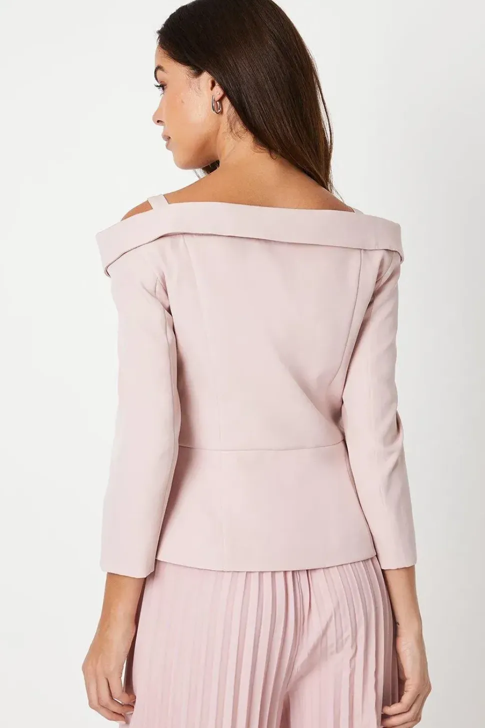 3/4 Sleeve Off Shoulder Peplum Jacket