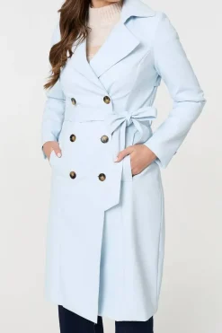 Slim Knee Length Tie Waist Trench Coat