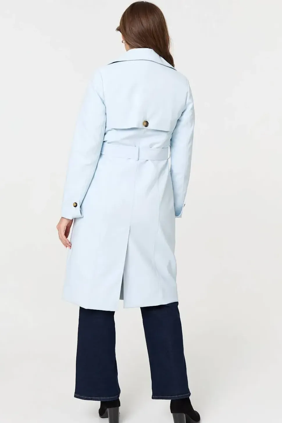 Slim Knee Length Tie Waist Trench Coat