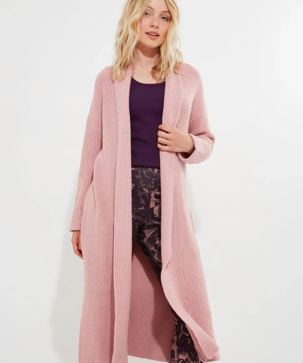 Sloe Joes Rib-Knit Longline Cardigan