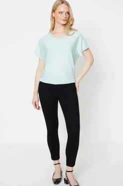 Slouchy V Neck Knitted Tee