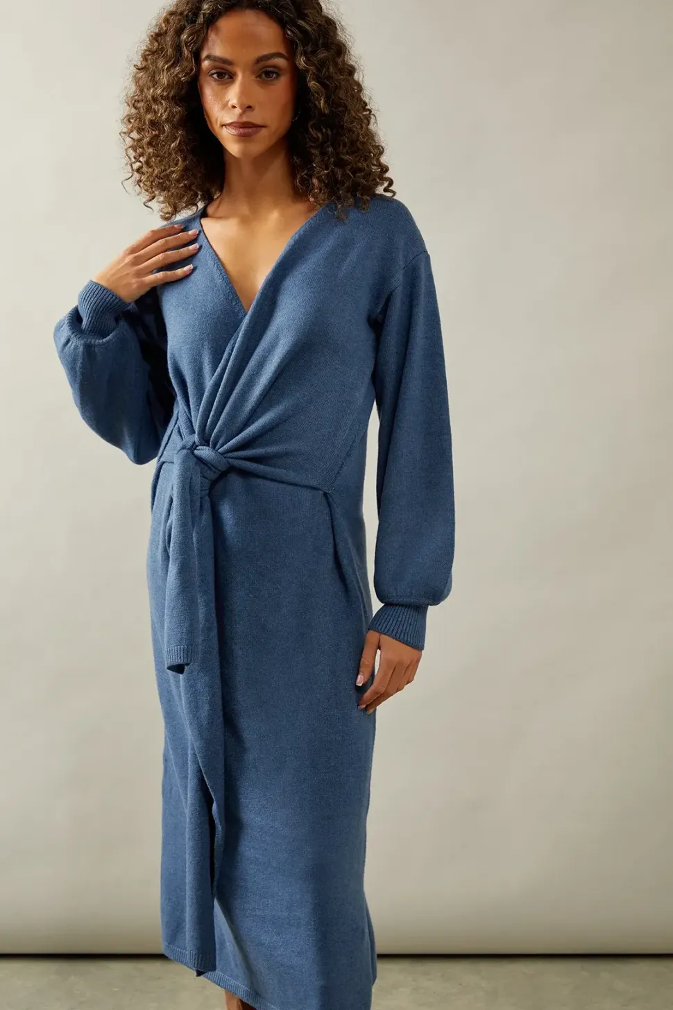 Slouchy Wrap Midi Jumper Dress