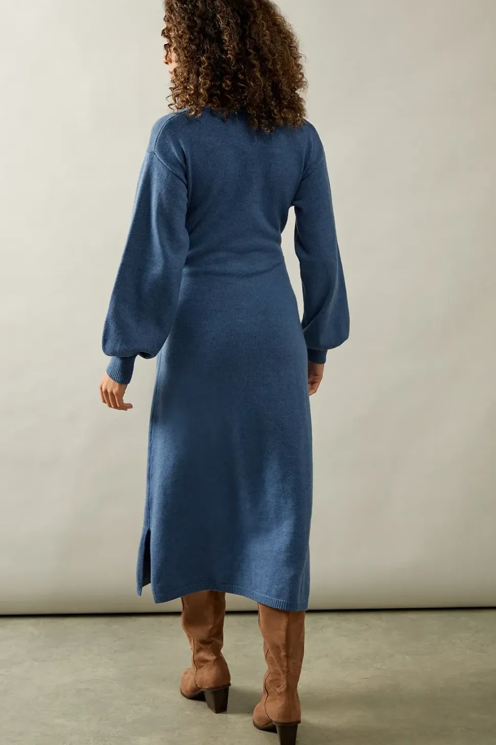 Slouchy Wrap Midi Jumper Dress