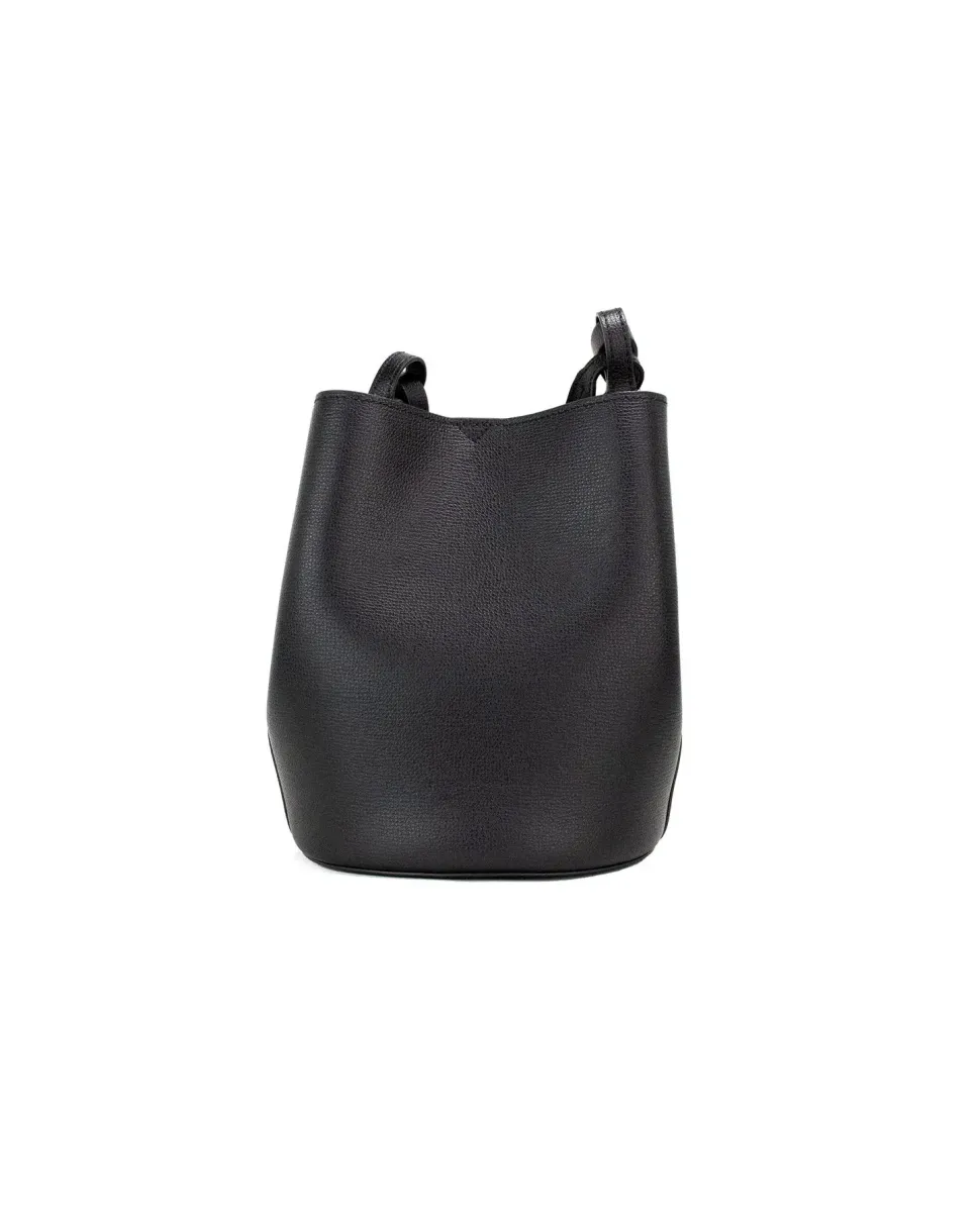 Small Leather Bucket Bag Black