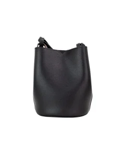 Small Leather Bucket Bag Black