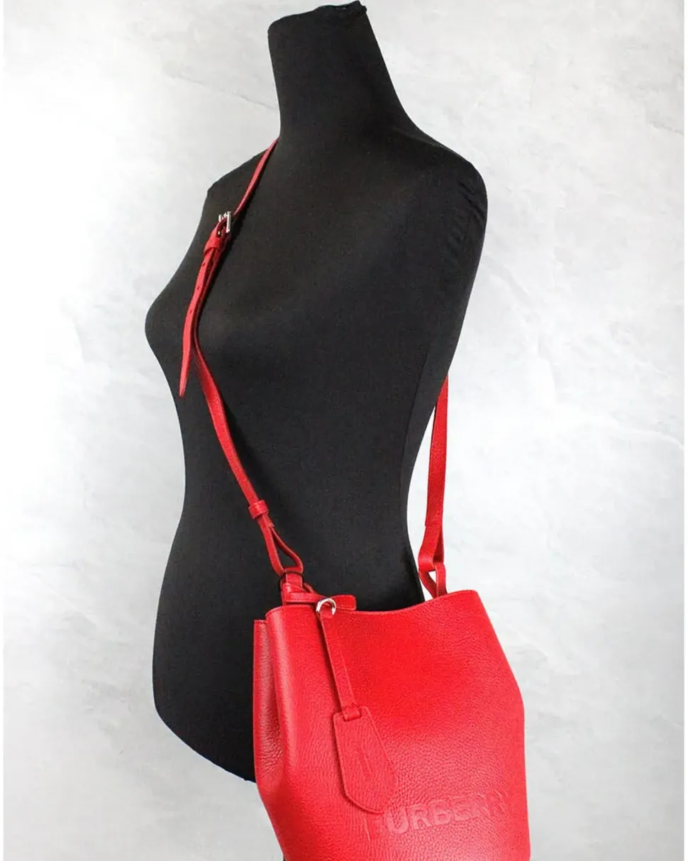 Small Lola Leather Bucket Bag Red
