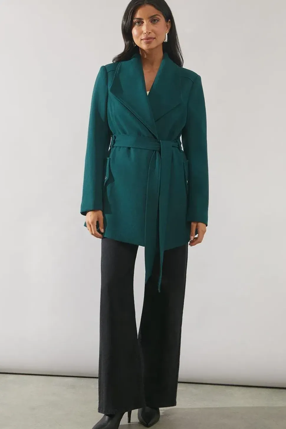 Smart Short Belted Wrap Coat