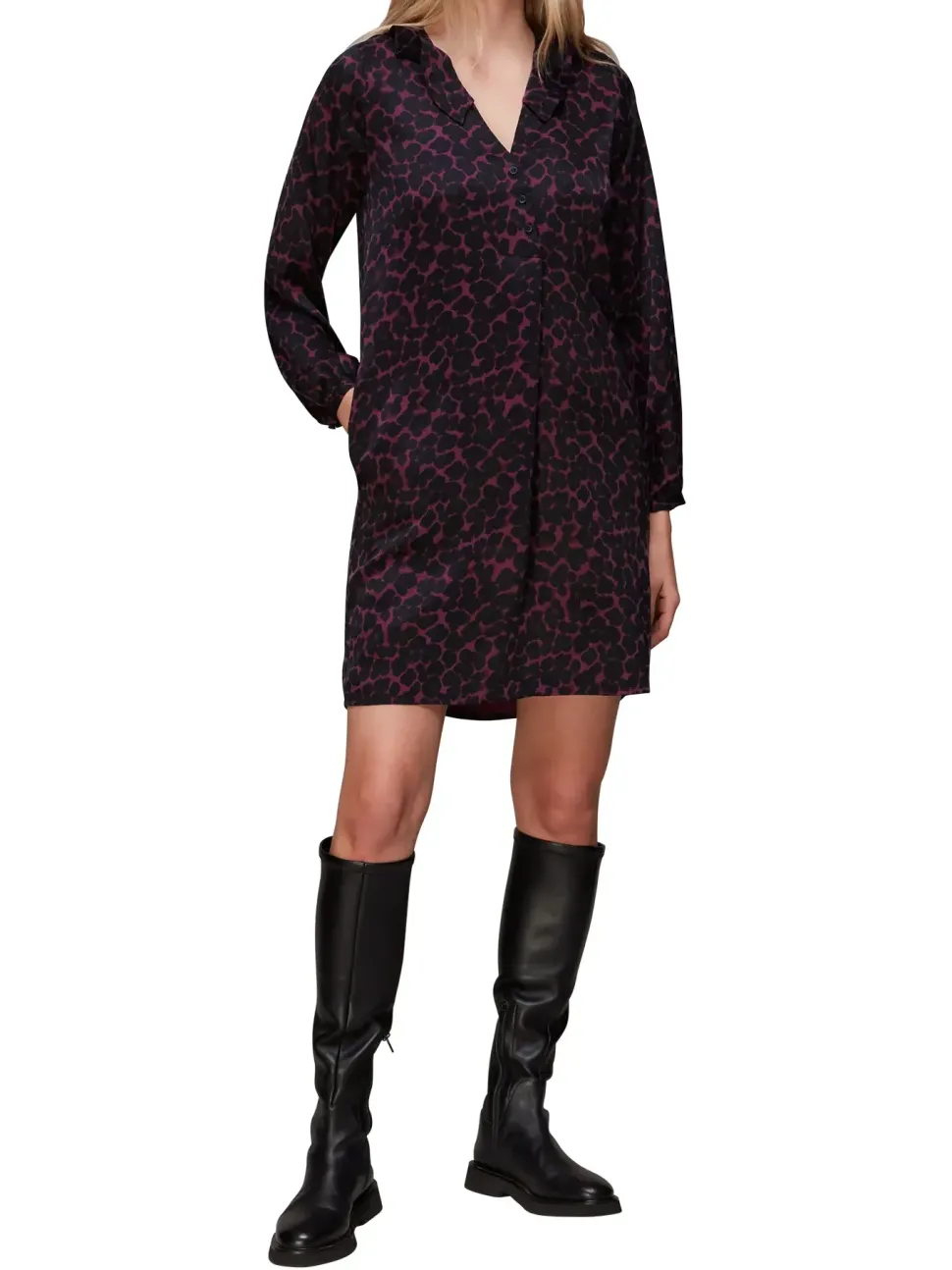 Smudge Animal Frill Dress-Animal Print