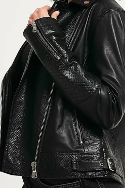 Snake Print Leather Jacket