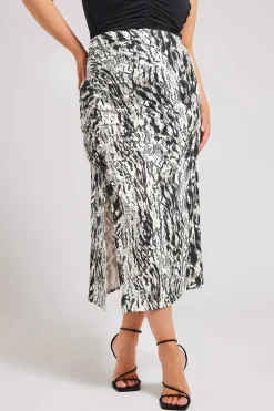Snake Print Ruched Skirt