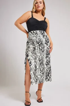 Snake Print Ruched Skirt