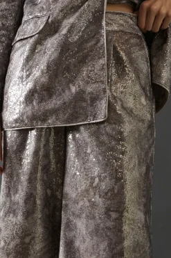 Snake Print Sequin Wide Leg Trouser