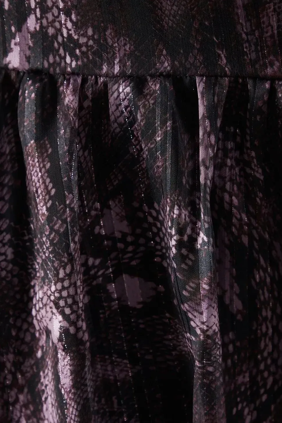 Snake Print Shadow Stripe High Neck Tie Back Mini Dress