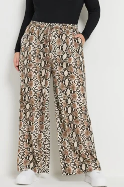 Snake Print Wide Leg Trousers