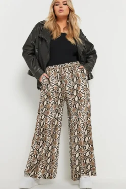 Snake Print Wide Leg Trousers