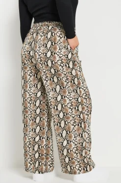 Snake Print Wide Leg Trousers