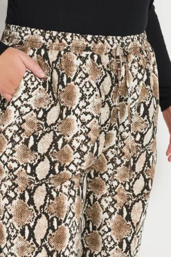 Snake Print Wide Leg Trousers