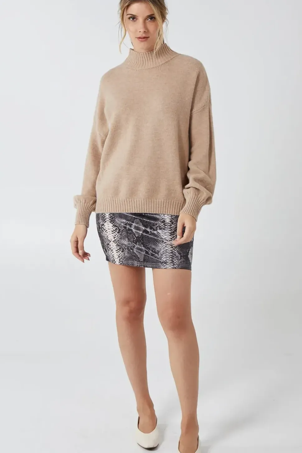 Snake Skin Faux Leather Skirt