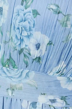 Soft Floral Ruffle Angel Sleeve Maxi Bridesmaids Dress