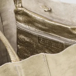 Soft Gold Metallic Leather Tote Shopper Bag | BYDRX