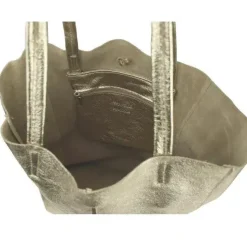 Soft Gold Metallic Leather Tote Shopper Bag | BYDRX