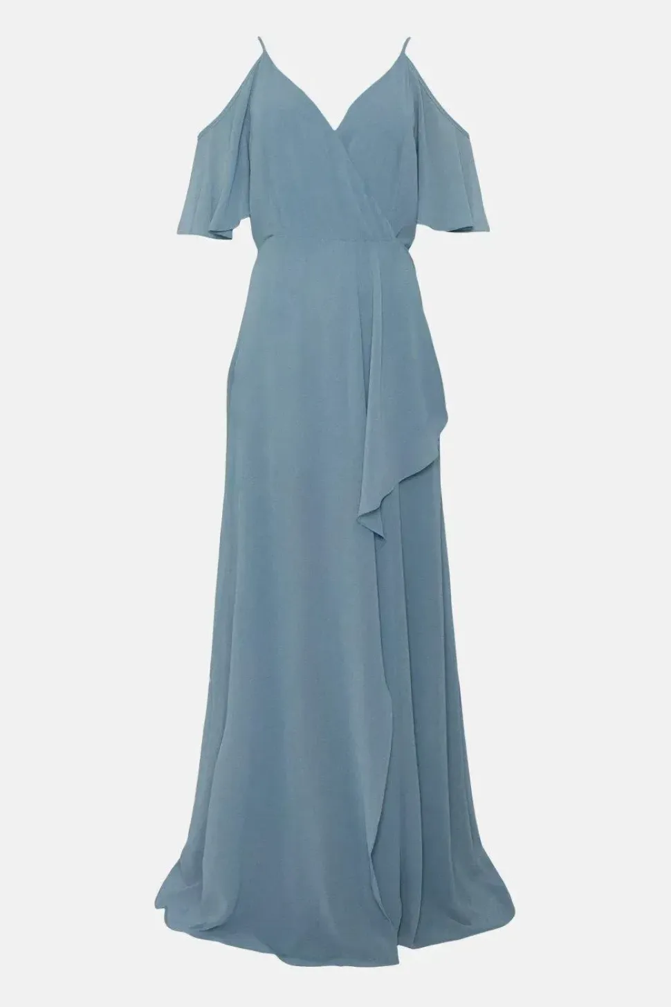 Soft Ruffle Chiffon Cold Shoulder Bridesmaids Dress