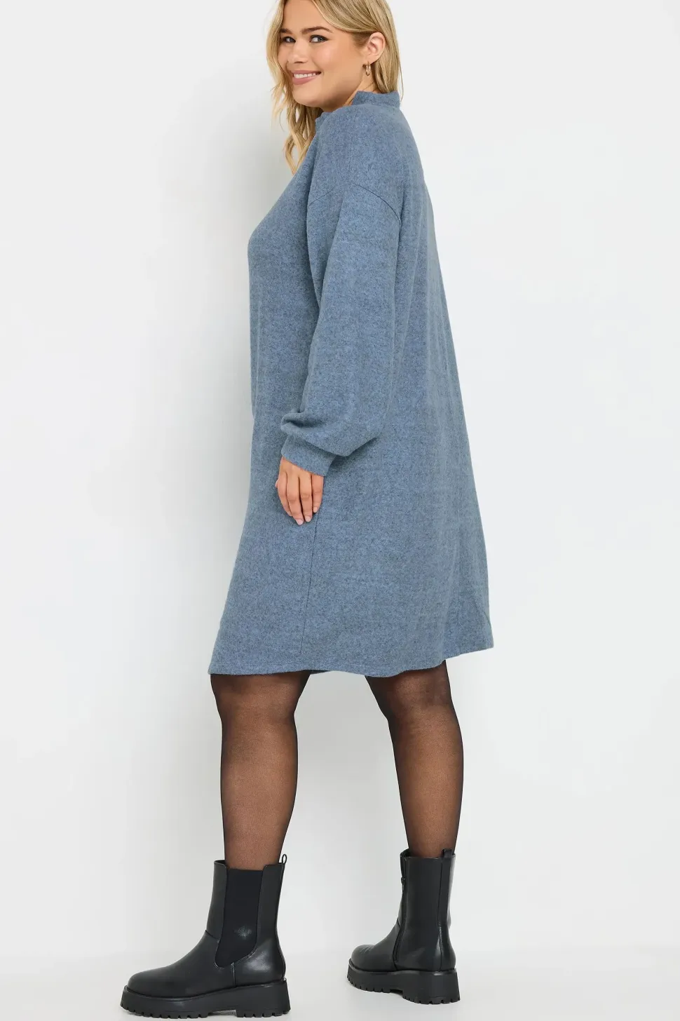 Soft Touch Zip Neck Jumper Dress