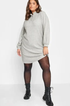 Soft Touch Zip Neck Jumper Dress