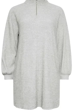 Soft Touch Zip Neck Jumper Dress